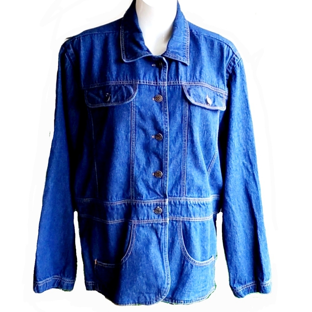 Baccini Blue Denim Jacket 100% Cotton Size 26/28